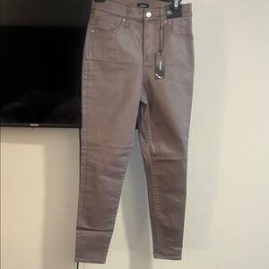 Express skinny high rise pewter coated  jeans